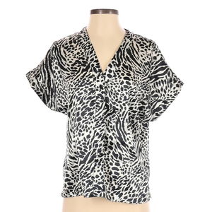 Vintage Victoria's Secret Top Size Medium Black White Animal Print Button Shirt.